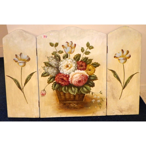 391 - A floral fire screen together with misc prints etc