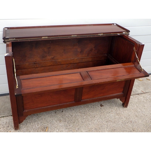 649 - A panelled walnut & ply box, 126cm wide