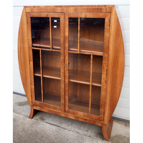 681 - A 1930's walnut China cabinet, 107cm wide