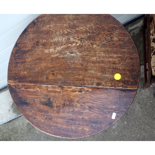 686 - A 19th cen mahogany carver chair, a/f together with an oak tripod table (2)