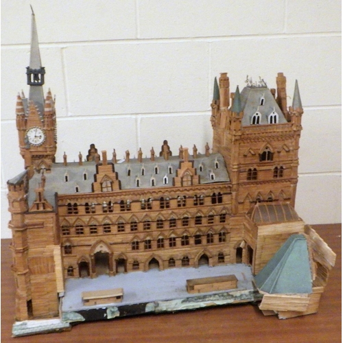 808 - A match stick built model of St Pancras station, a/f