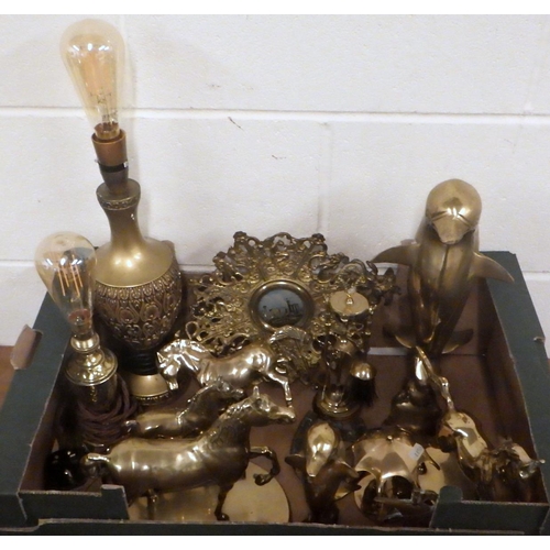 813 - A qty of various brass ware figures lamps etc