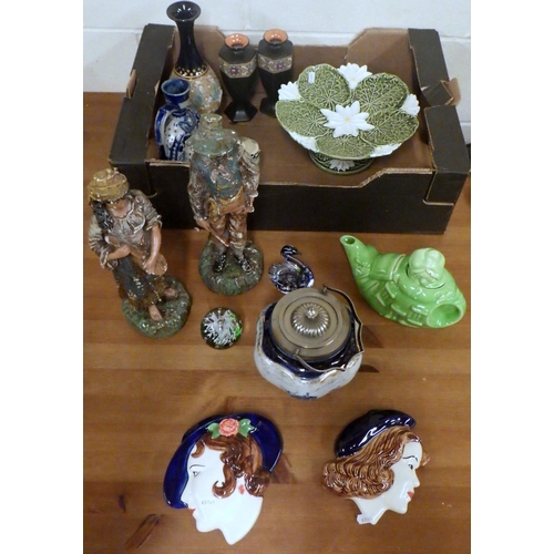 815 - Various misc ceramics to include Chelsea wall masks, figures, large urn af