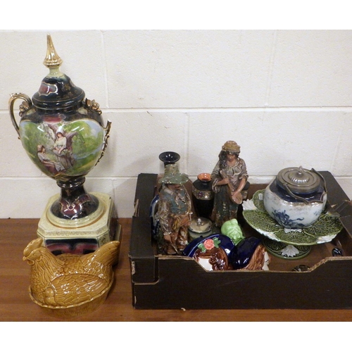 815 - Various misc ceramics to include Chelsea wall masks, figures, large urn af