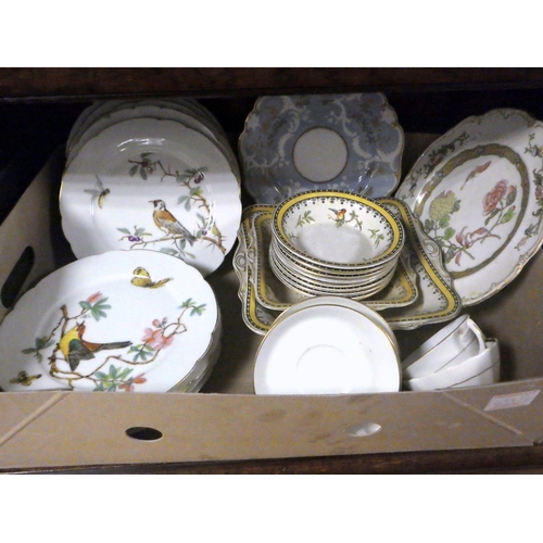 455 - Two boxes of 19th and later jugs, dinner ware, cabinet plates etc AF (2)