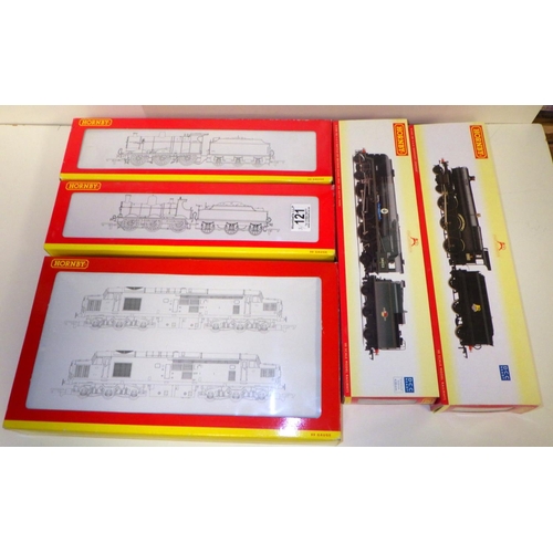 121 - Five Hornby boxed Locos etc 
All models have been out of the boxes and used, sold as seen AF