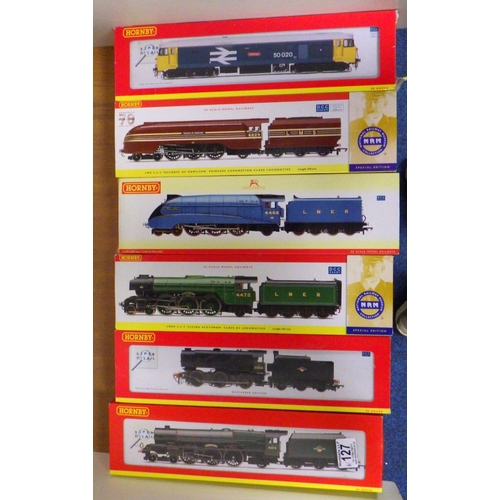 127 - Six Hornby boxed Locos etc 
All models have been out of the boxes and used, sold as seen AF