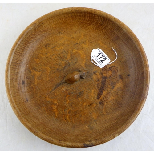 172 - Workshop of Robert Mouseman Thompson (Kilburn): An English Oak Fruit Bowl, with carved mouse tradema... 