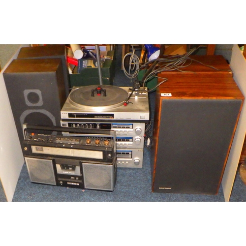 164 - A Fisher music system, Panasonic  speakers, etc
All electricals sold as seen