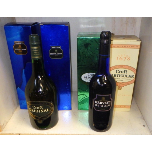 18 - Croft Particular Sherry, a 0.75lt bottle, boxed; Croft Original, a 1lt bottle and a 0.75lt bottle, t... 