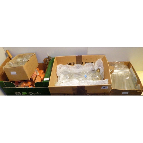 262 - Four boxes of misc lab test tubes etc (4)