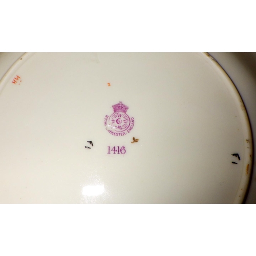 278 - Royal Worcester blush ivory plates (5) Teapot, jug and small plate (8)