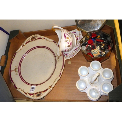 338 - A Crown Derby Prince's sauce boat, large Victorian plate etc
The Estate of Mr Darrell Buttery