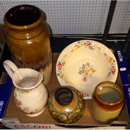 349 - Two boxes of misc ceramics, clocks etc (2)