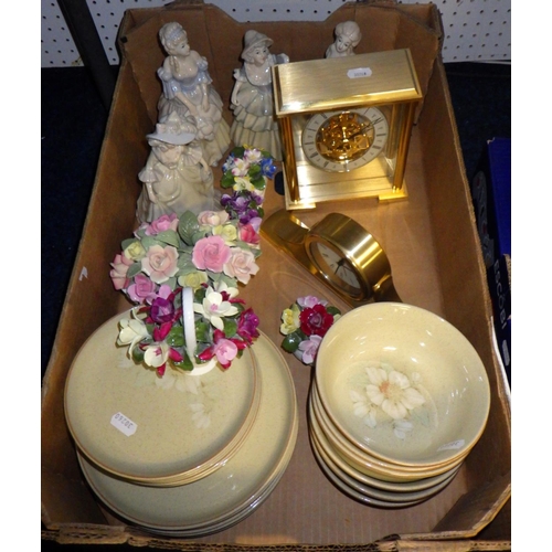 349 - Two boxes of misc ceramics, clocks etc (2)