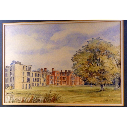 393 - Alfred Gill: Old Heslington Hall, York, watercolour.  40 x 28cm presented in a mount and frame.