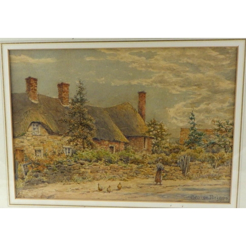 412 - George Briggs watercolour of a cottage, Weston On Trent 43 x 36cm