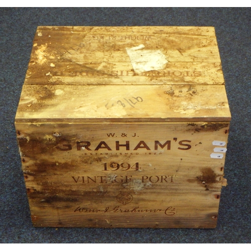 44 - W & J Graham's 1994 Vintage Port, an unopened case of 12 0.75lt bottles.   Ex. the wine cellar of a ...