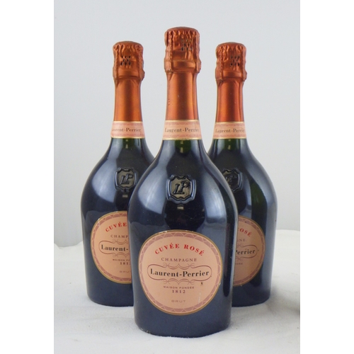 56 - Cuvee Rose - Champagne - Laurent-Perrier, three 0.75lt bottles; Champagne Rose - Oeil de Peredrix, a... 