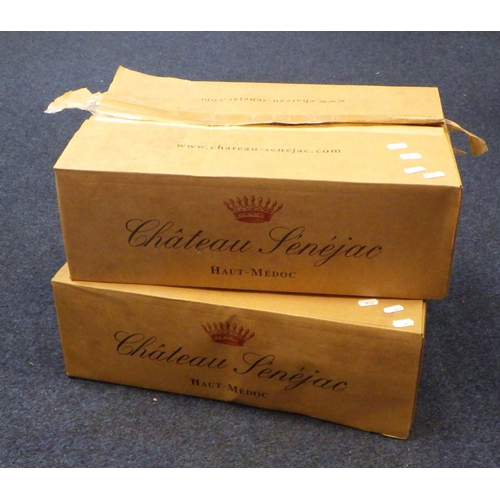 63 - Chateau Senejac 2007, two cardboard boxed cases each of twelve 0.75lt bottles.   Ex. the wine cellar... 