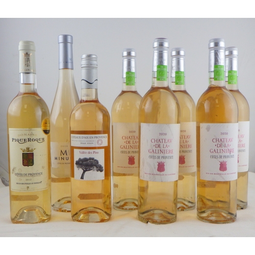 70 - Chateau De La Galiniere - Cotes De Provence - 2020, five 0.75lt bottles; three other bottles.  (8)  ... 