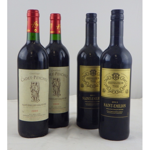 71 - Chateau Cadet-Peychez Saint-Emilion-Grand Cru - 2000, two 0.75lt bottles; Chevalier du Tour 2011 Sai... 