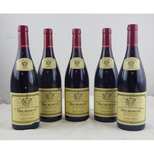 73 - Louis Jadot 2018 - Couvent Des Jacobins - Bourgogne - Pinot Noir, five 0.75lt bottles.   Ex. the win... 