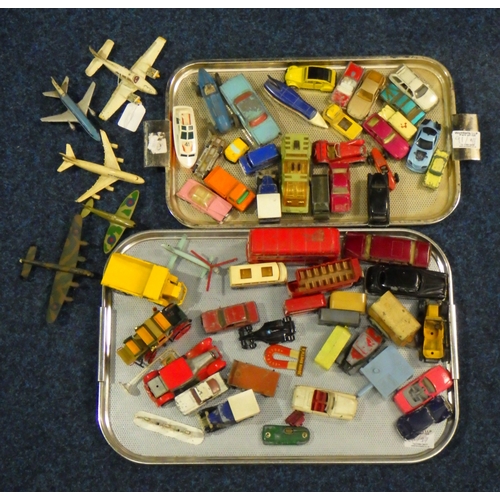 91 - Two tray lots of misc die cast vehicles & aeroplanes to include Dinky, Lledo,  etc