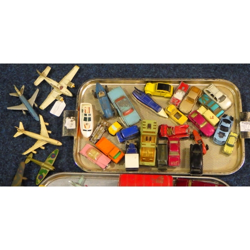 91 - Two tray lots of misc die cast vehicles & aeroplanes to include Dinky, Lledo,  etc