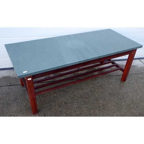 729 - A heavy slate top coffee table 50 x 122cm