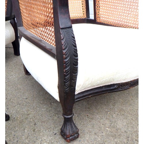 753 - A pair of bergere arm chairs together with a spinning chair af  for re-upholstery and restoration (3... 