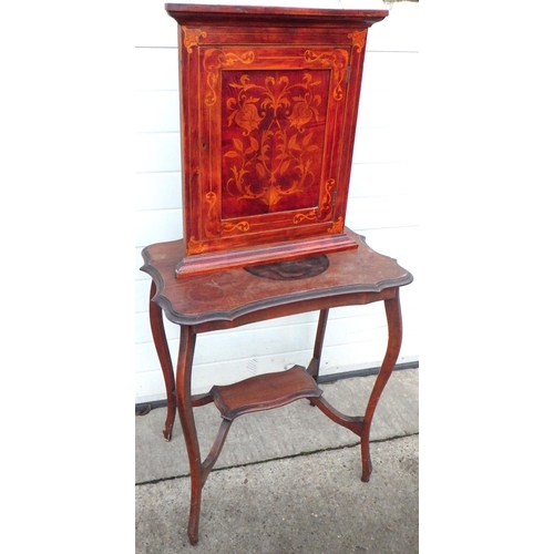 757 - A 19thC corner cupboard together with an occasional table AF (2)