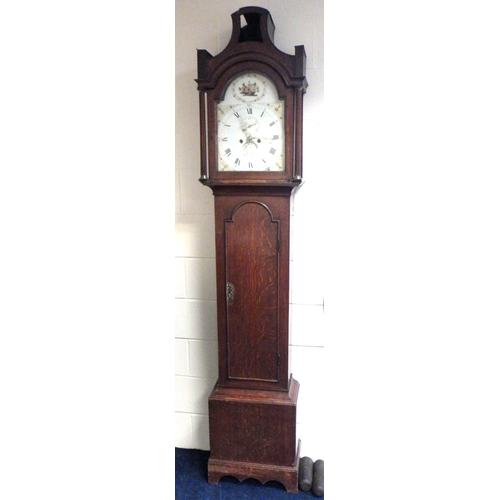 762 - A 19thC oak painted dial 8 day longcase clock af