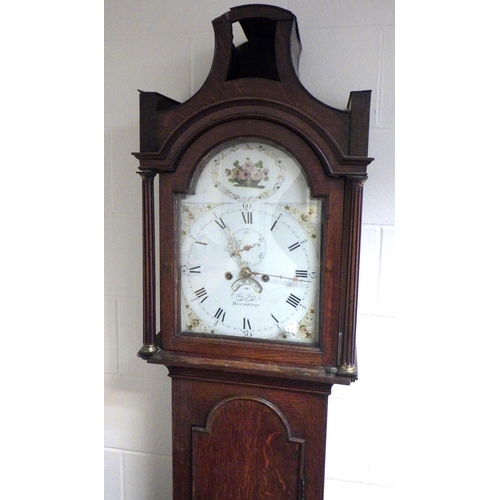 762 - A 19thC oak painted dial 8 day longcase clock af