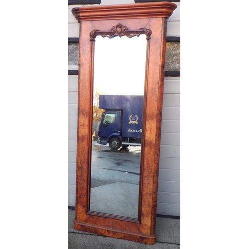 767 - A converted Victorian wardrobe mirror 199cm tall  incl frame