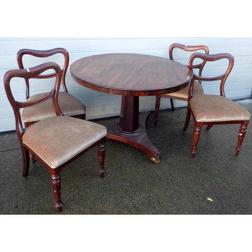 797 - A Victorian mahogany breakfast table together with Victorian mahogany dining chairs (5)