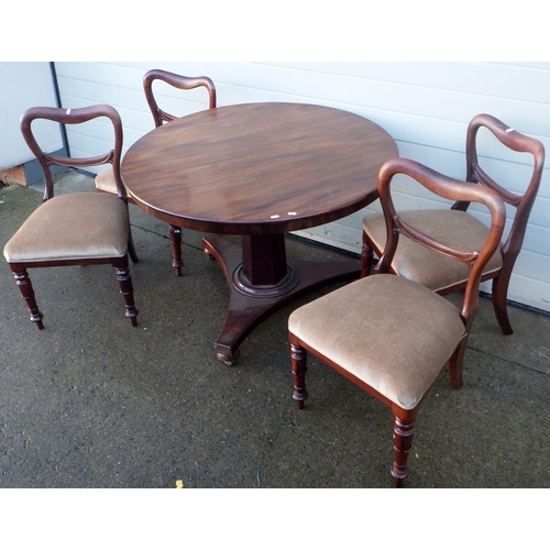 797 - A Victorian mahogany breakfast table together with Victorian mahogany dining chairs (5)