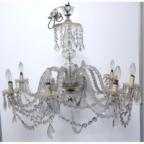 809 - A large 20thC glass 8 branch chandelier af