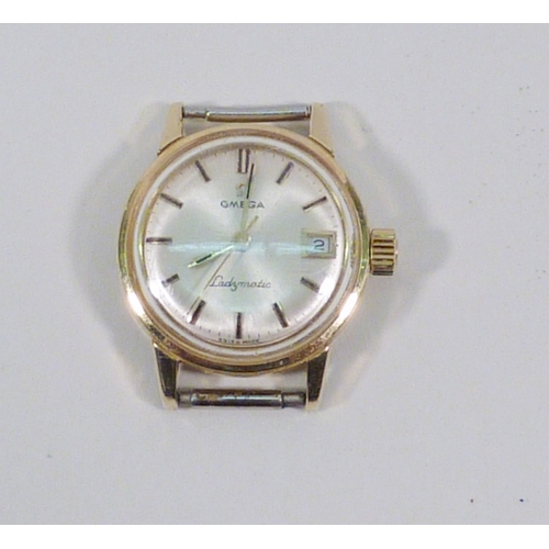 10 - An Omega Ladymatic wristwatch head having an Omega automatic movement in an 18ct gold case, 22mm acr... 