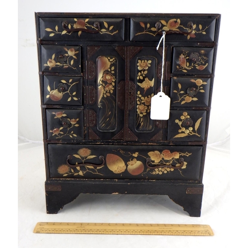 161 - A small Oriental lacquered jewellery box AF 31w x 37h cm