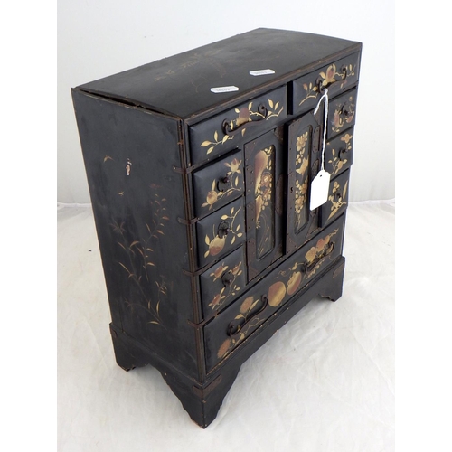 161 - A small Oriental lacquered jewellery box AF 31w x 37h cm