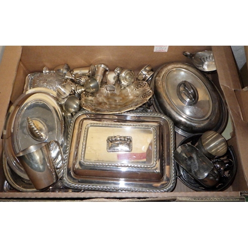 170 - Two boxes of misc plated wares (2)