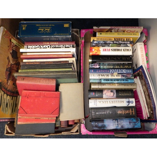 195 - Two boxes of misc books together with a qty of Lps & singles (3)