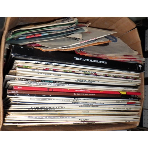 195 - Two boxes of misc books together with a qty of Lps & singles (3)