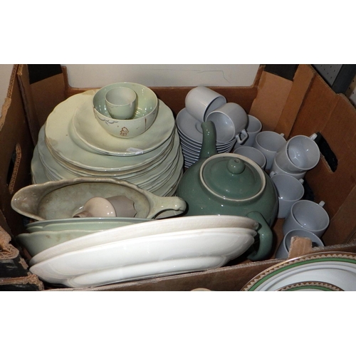 196 - Three boxes of various table ware etc to include Denby, Bronksome (3)