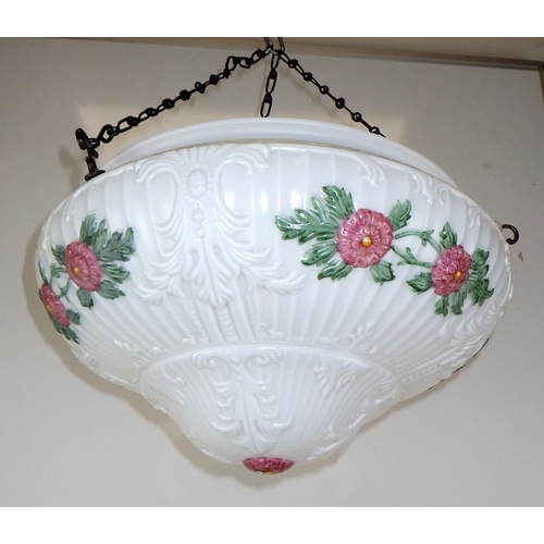 199 - An early 20thC glass moulded, floral ceiling light shade