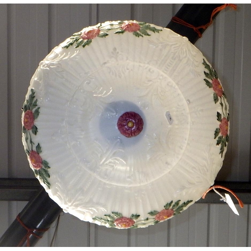 199 - An early 20thC glass moulded, floral ceiling light shade