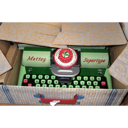 218 - A boxed Mettoy Supertype together with a toy Hoover washing machine and a Lumar toy gramophone (3)