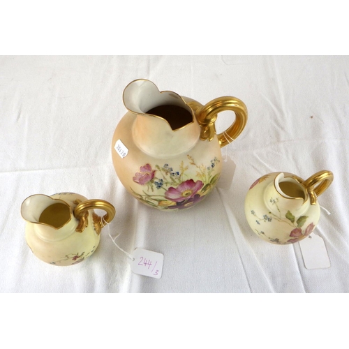 244 - Three Royal Worcester Blush Ivory jugs (3)