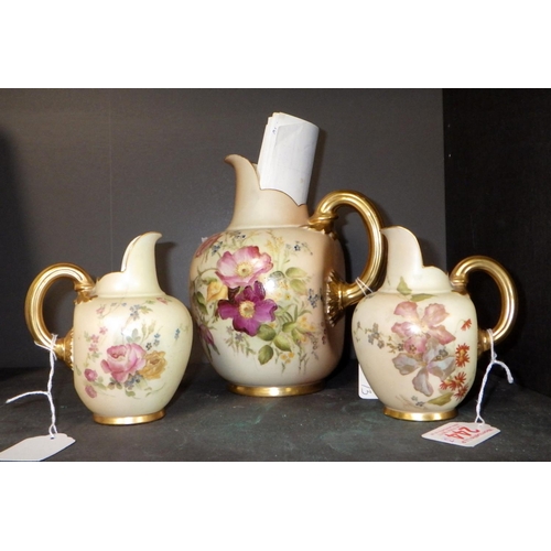 244 - Three Royal Worcester Blush Ivory jugs (3)